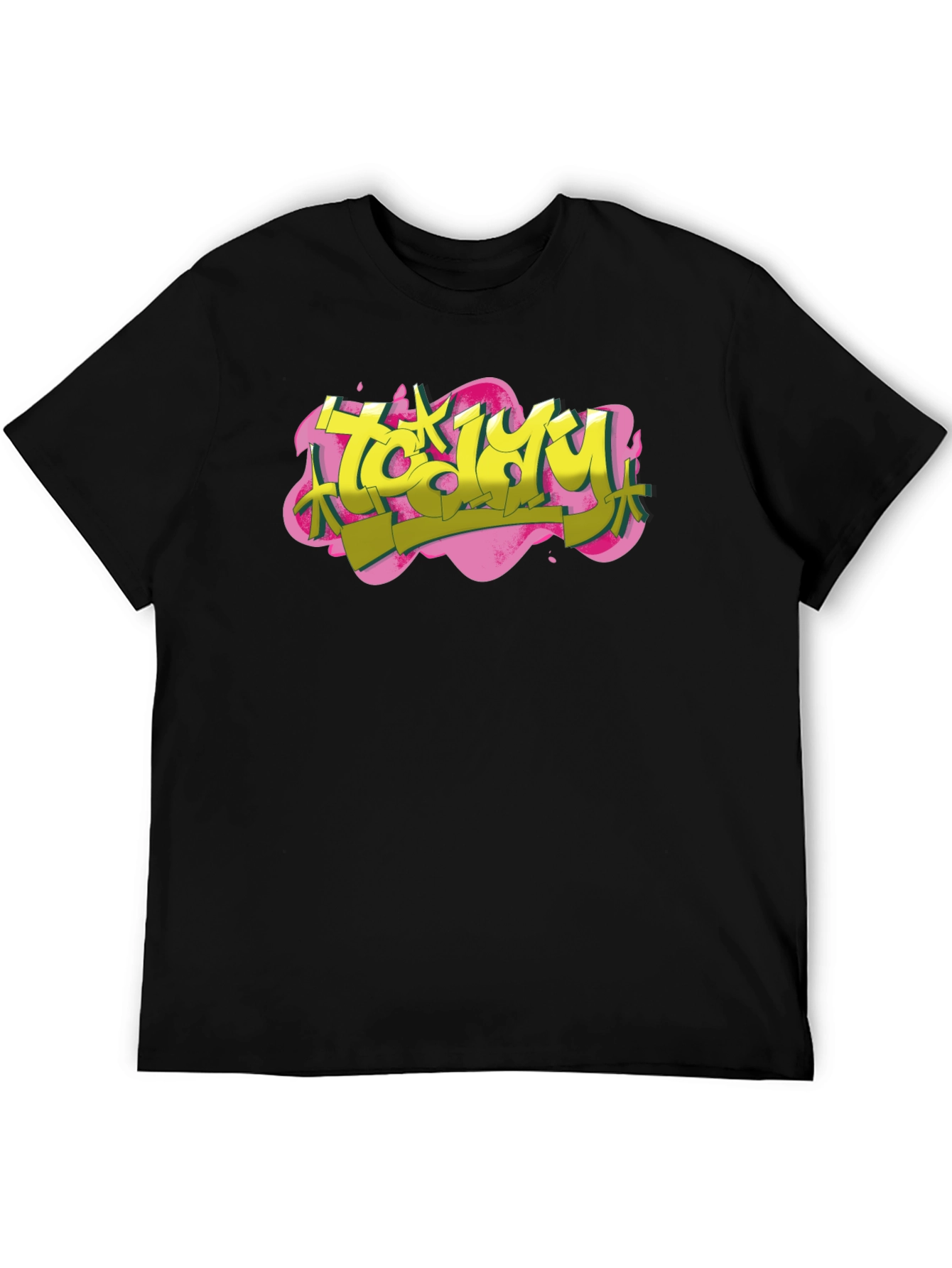 Trendy Graffiti Style Black T-Shirt