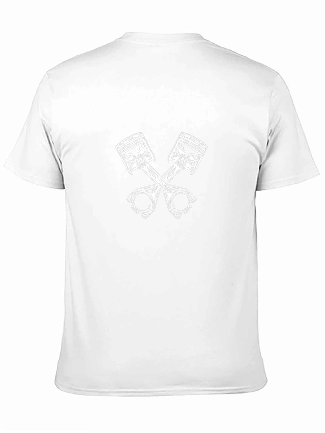 Black T-Shirt with Skull Pistons Design