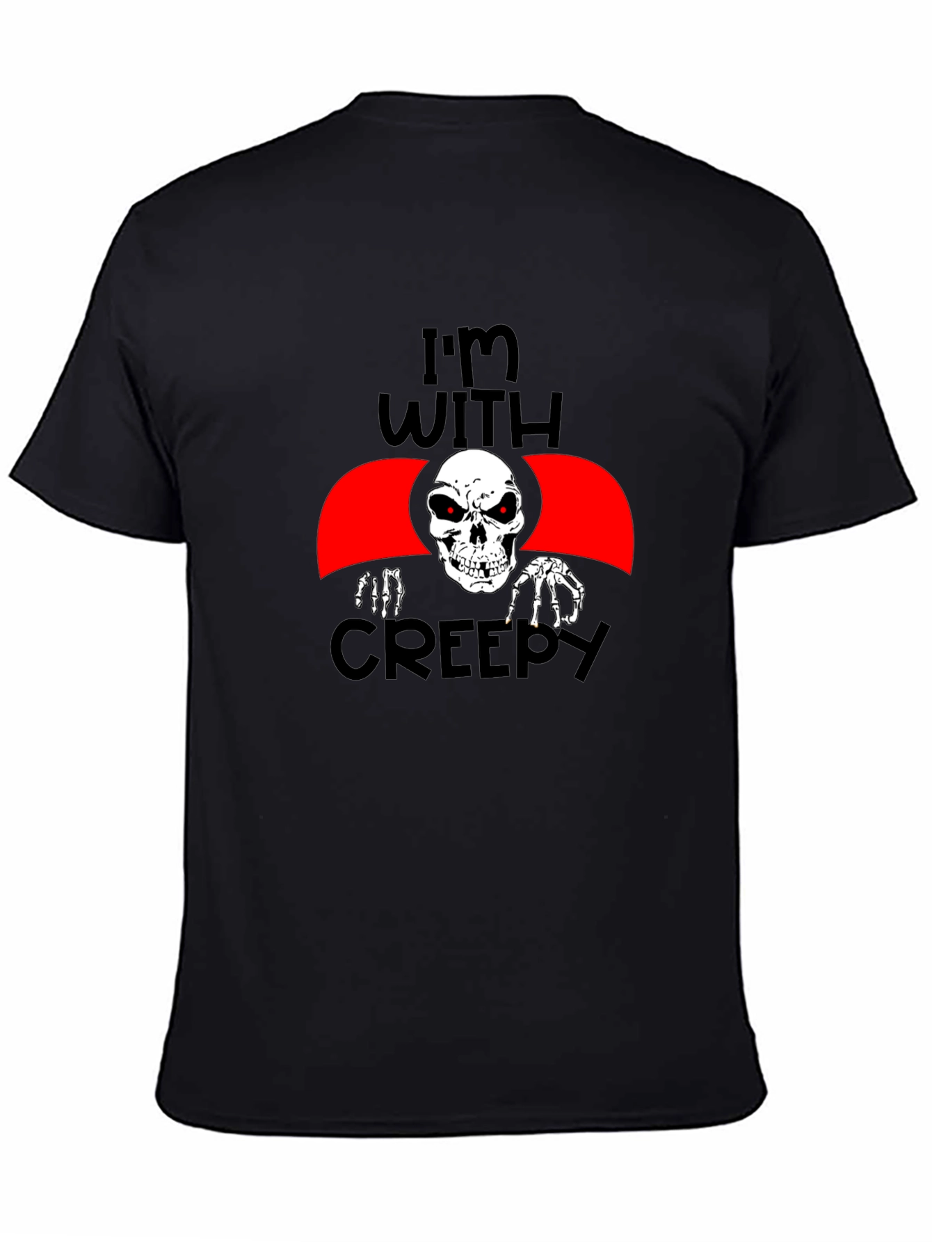 Im With Creepy Skeleton Graphic Tee - Halloween Fun