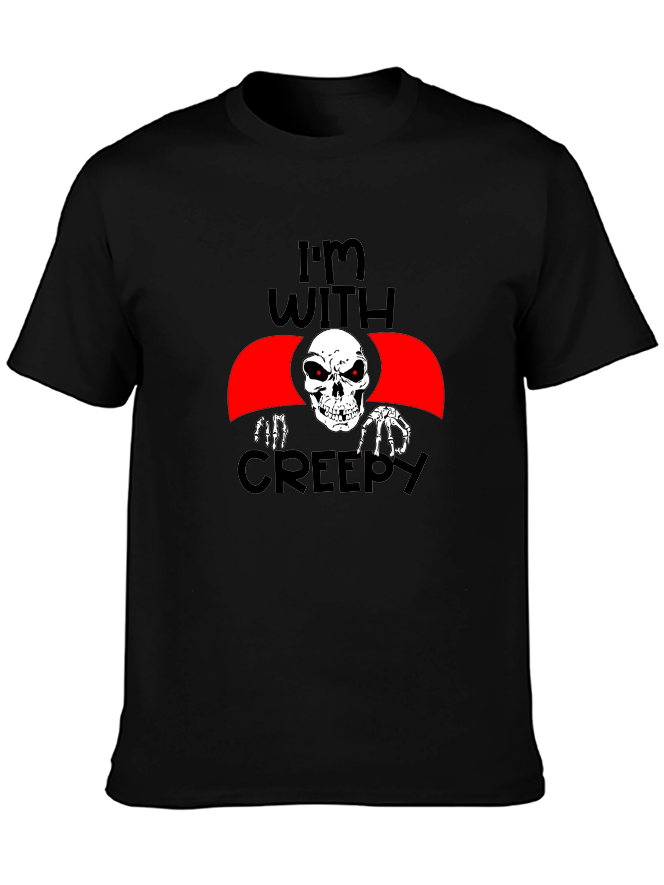 Im With Creepy Skeleton Graphic Tee - Halloween Fun