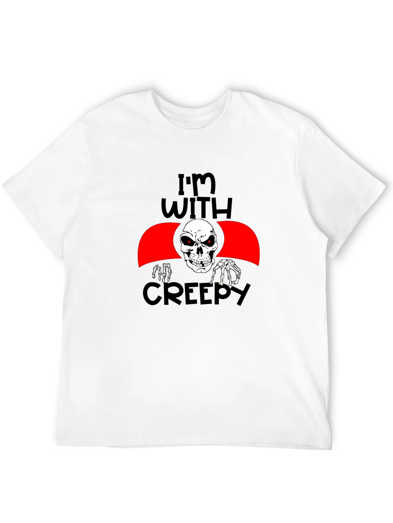 Im With Creepy Skeleton Graphic Tee - Halloween Fun