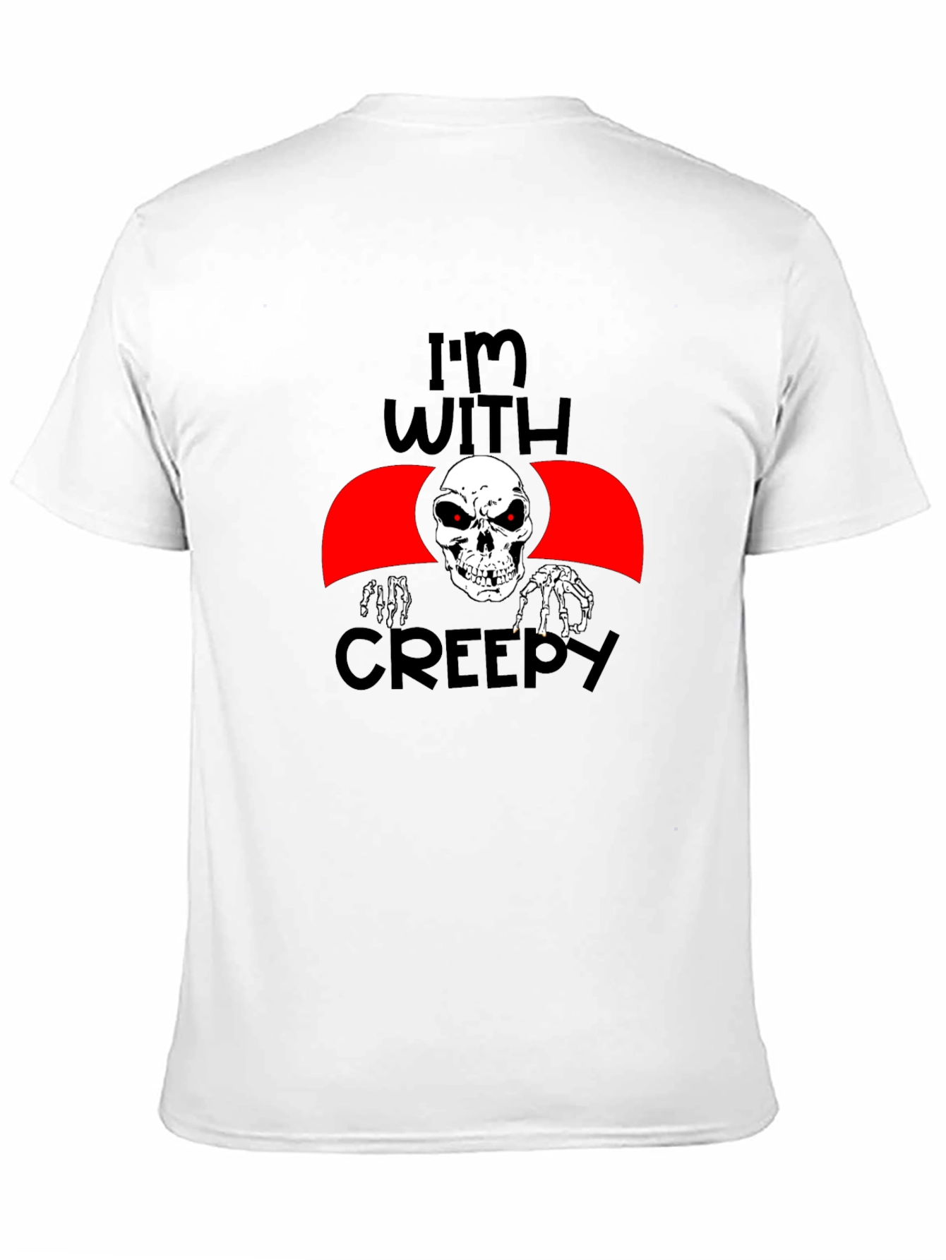 Im With Creepy Skeleton Graphic Tee - Halloween Fun