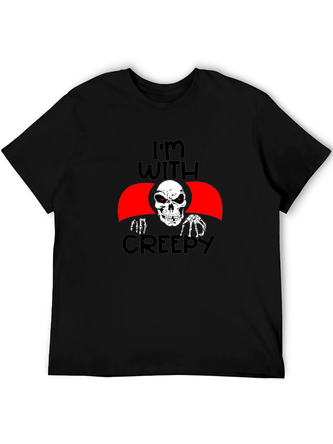 Im With Creepy Skeleton Graphic Tee - Halloween Fun