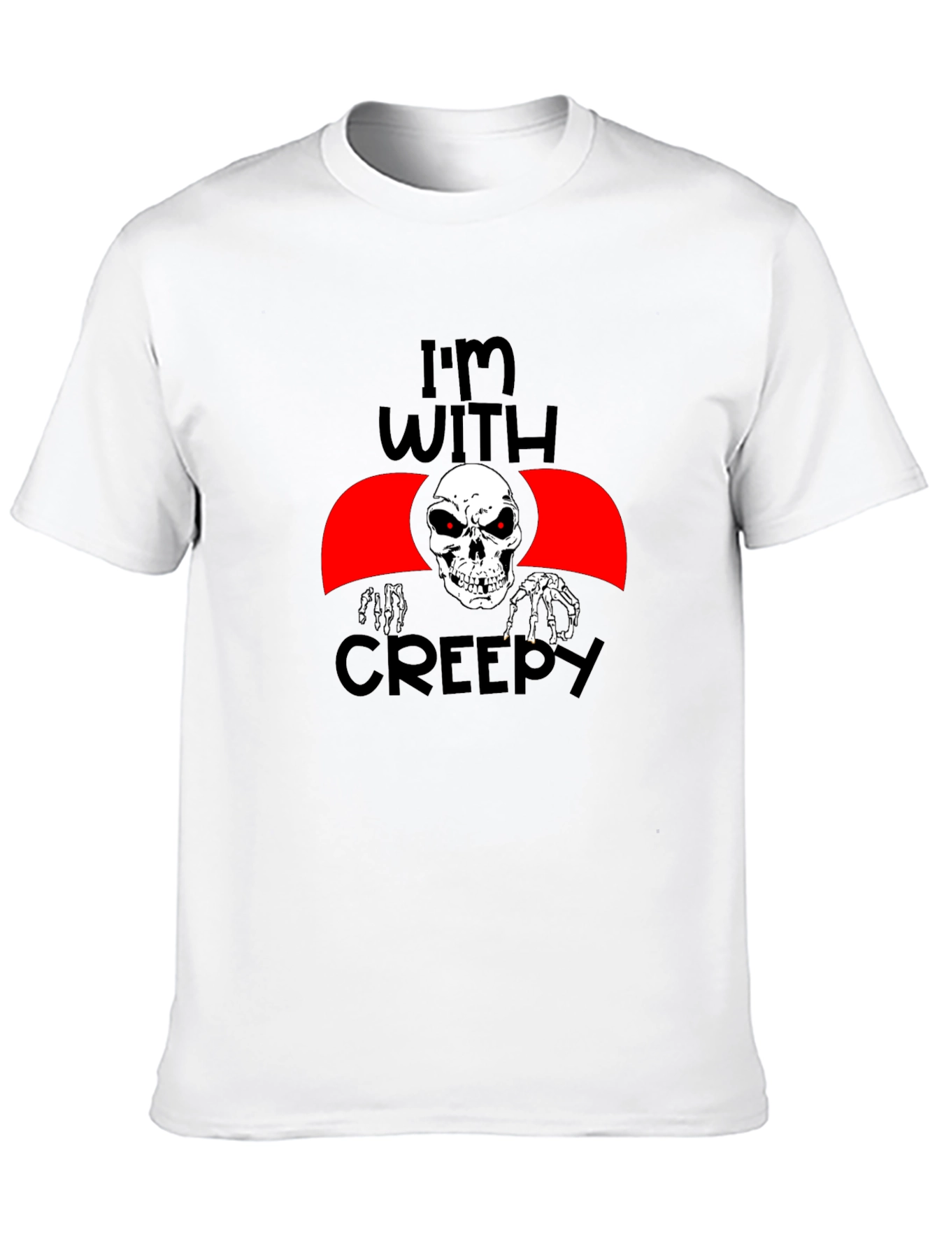 Im With Creepy Skeleton Graphic Tee - Halloween Fun
