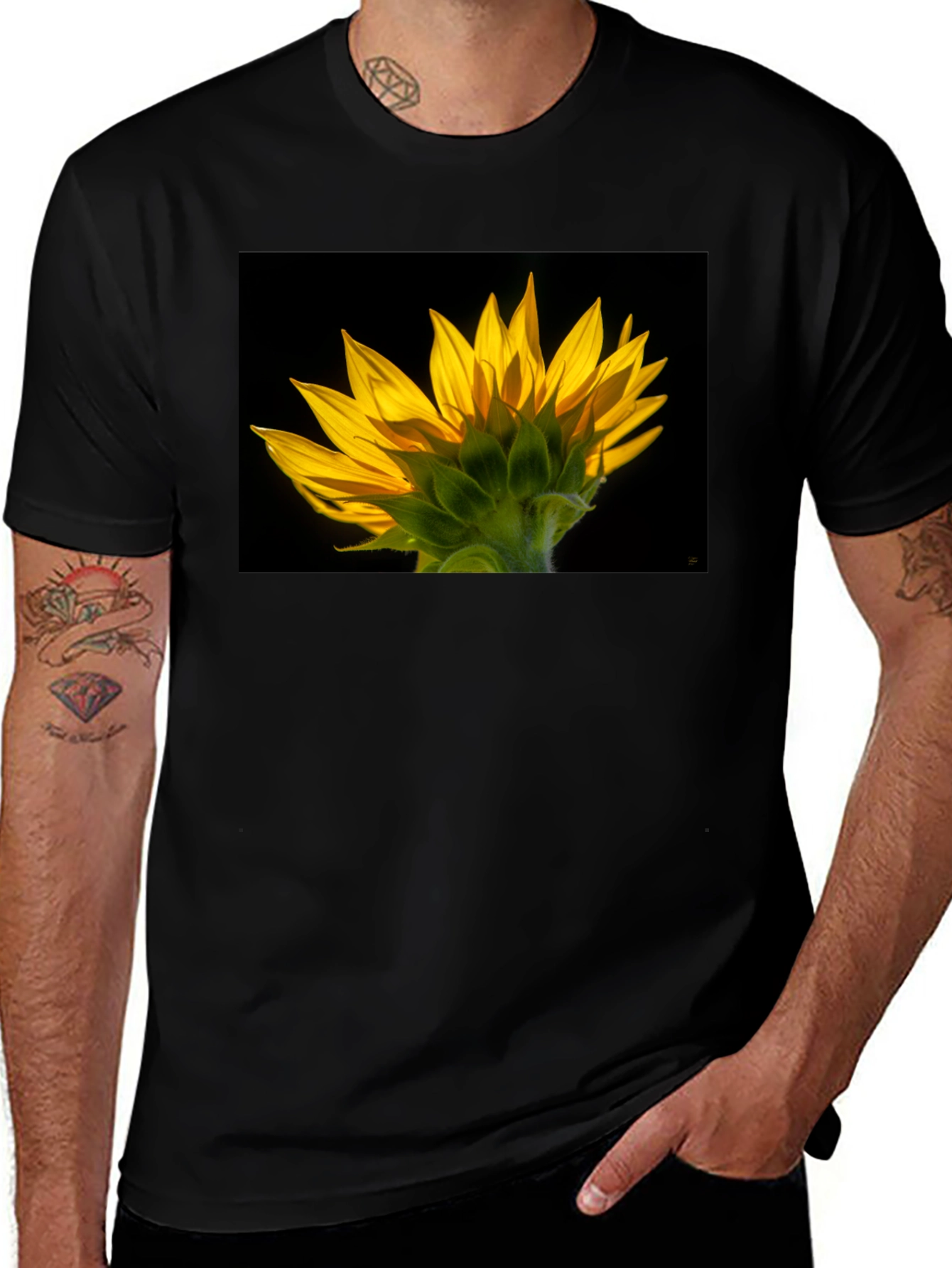 Sunflower Graphic Black T-Shirt