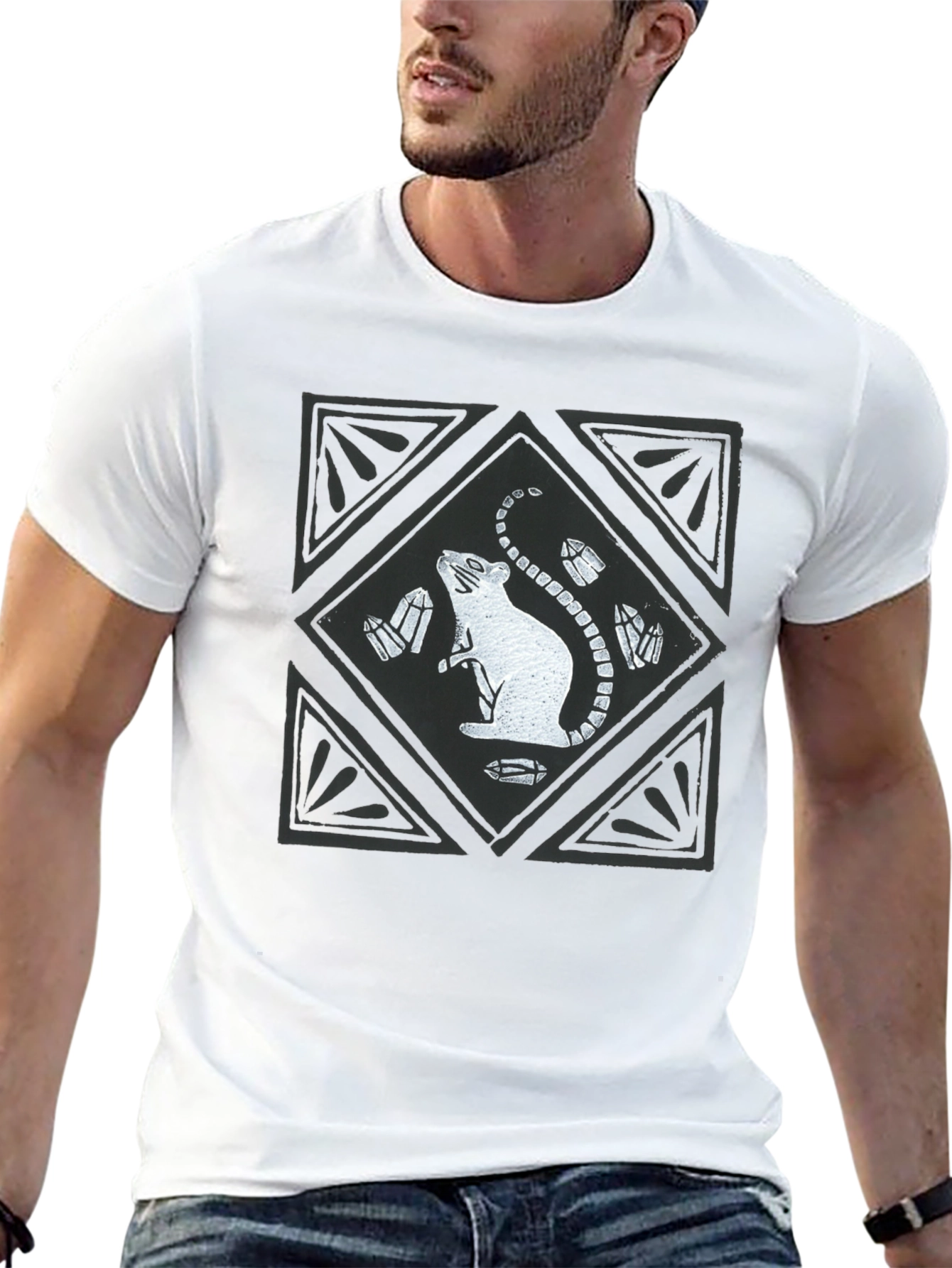 Rat & Crystal Graphic Tee - Unisex Cotton T-Shirt