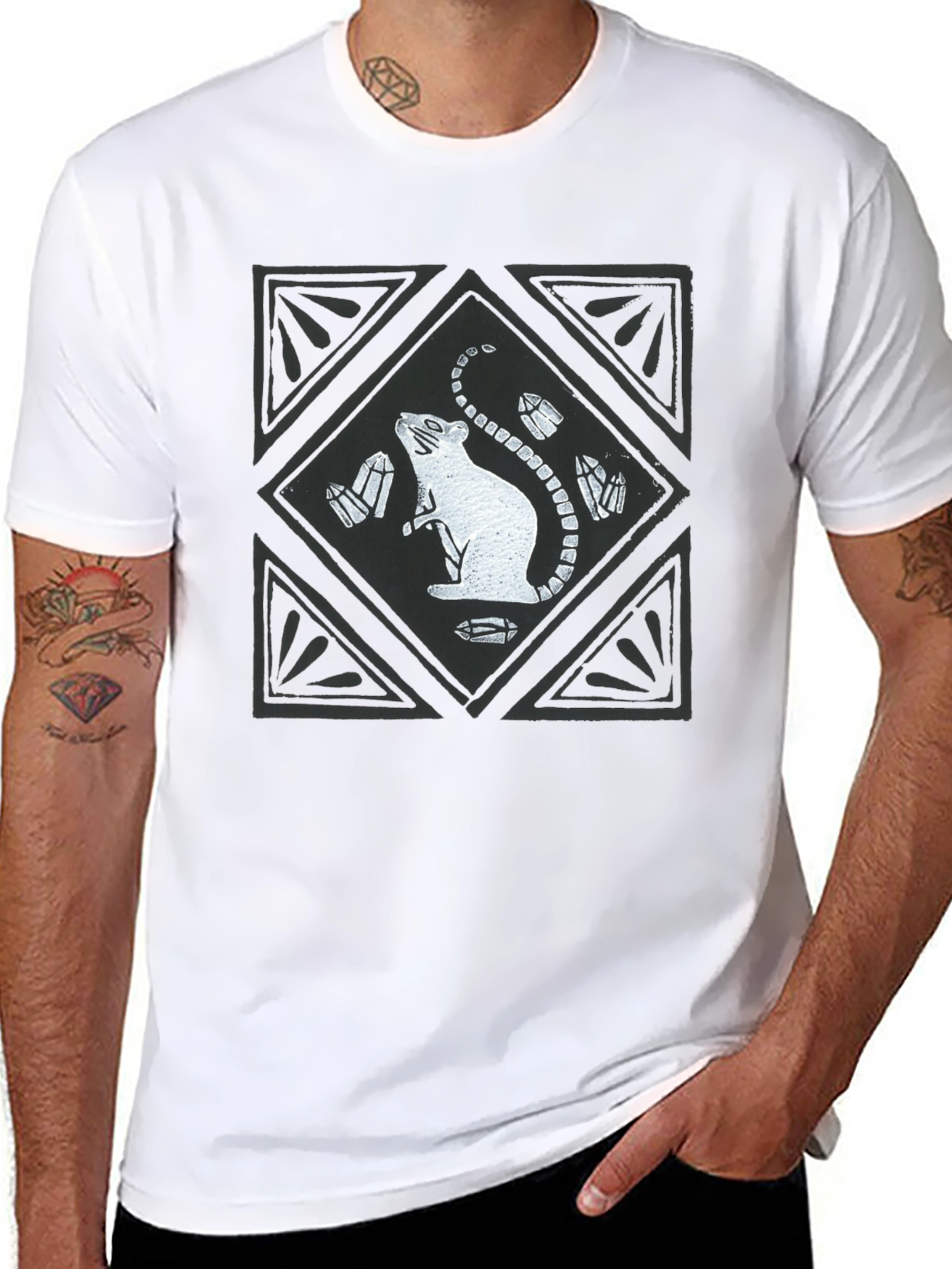 Rat & Crystal Graphic Tee - Unisex Cotton T-Shirt