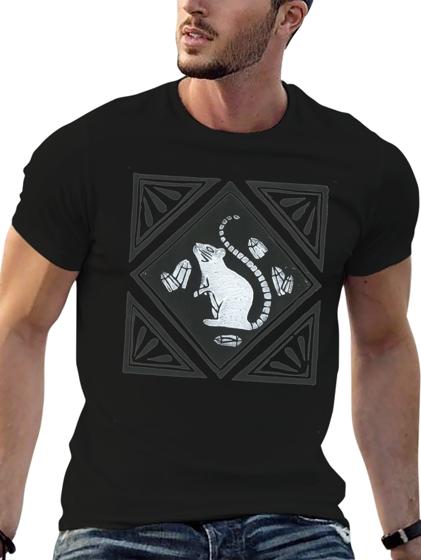 Rat & Crystal Graphic Tee - Unisex Cotton T-Shirt