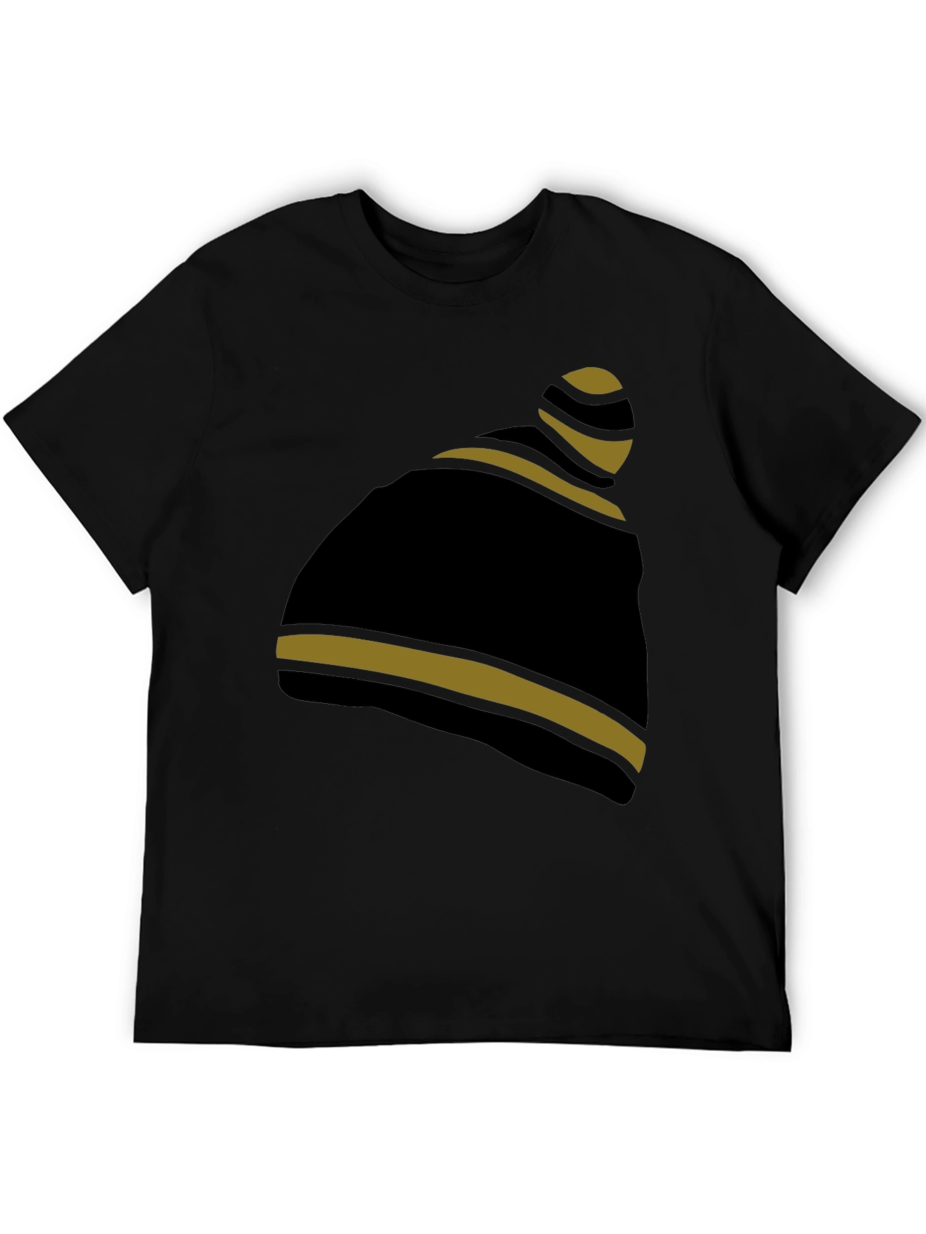 Striped Beanie Graphic Tee - Casual Style