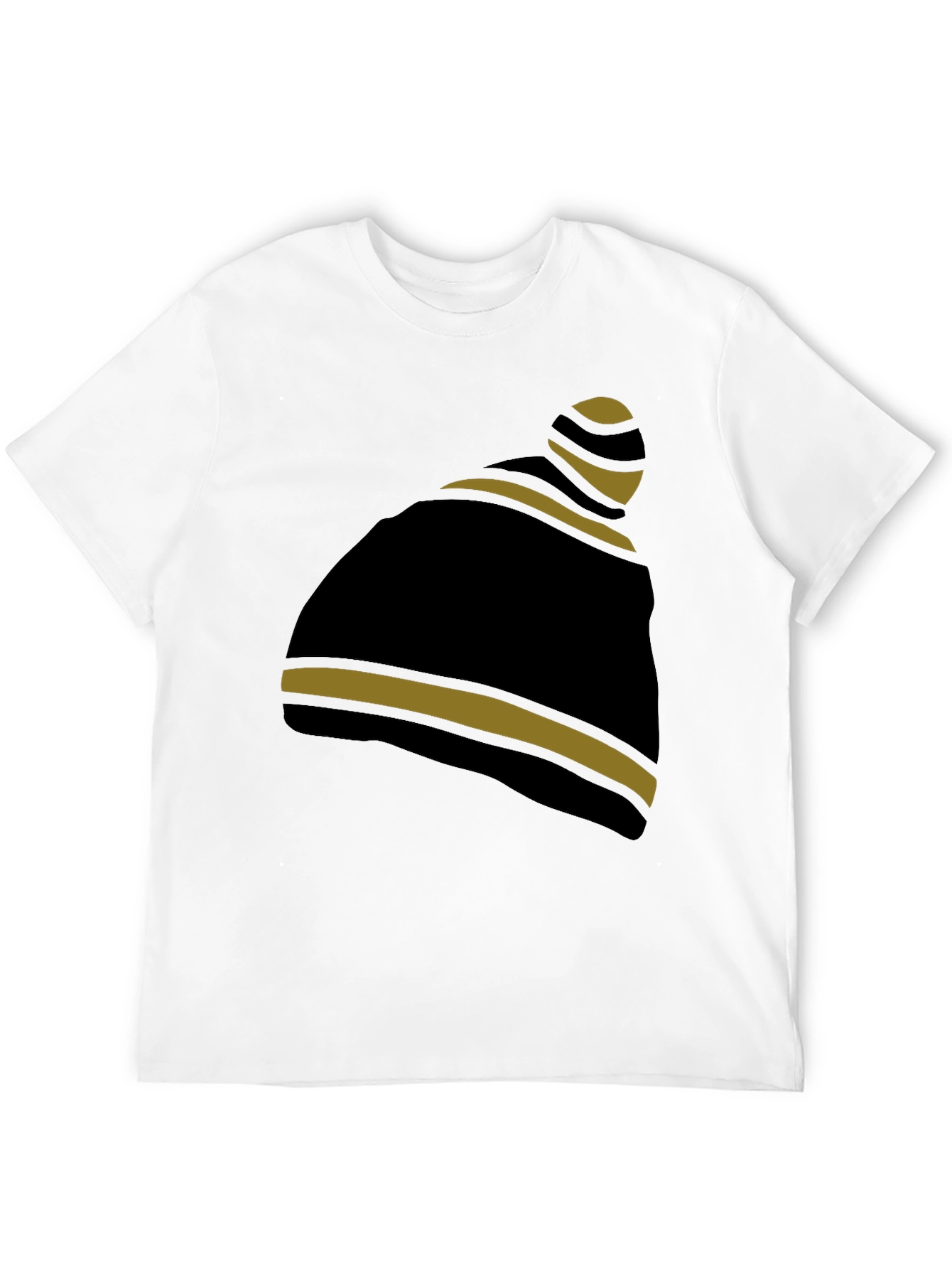 Striped Beanie Graphic Tee - Casual Style