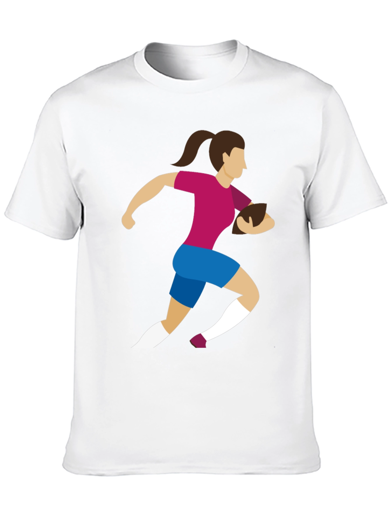 Rugby Girl Graphic Tee - Black Cotton Casual T-Shirt