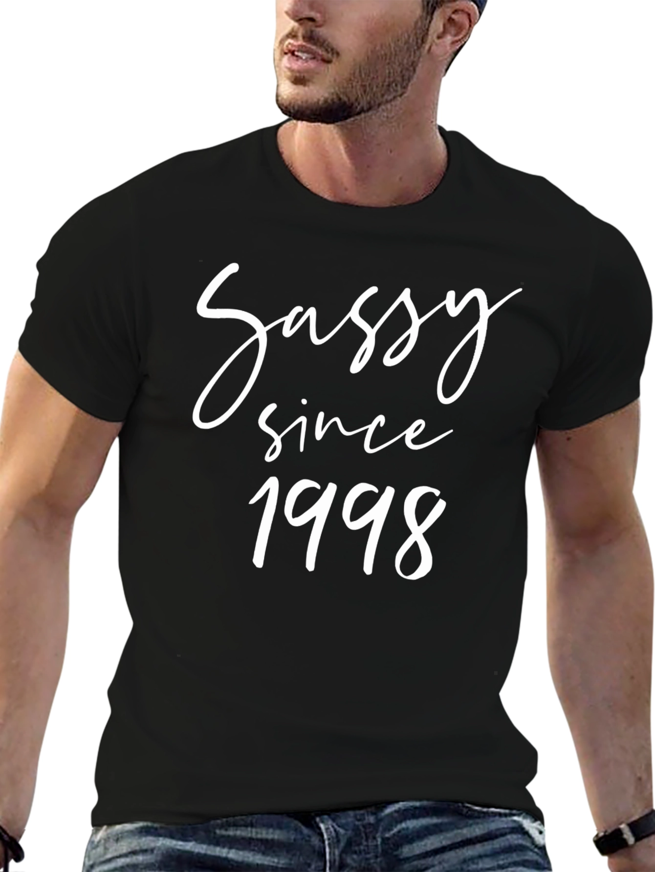 Sassy Since 1998 Graphic Tee - Black Cotton Blend