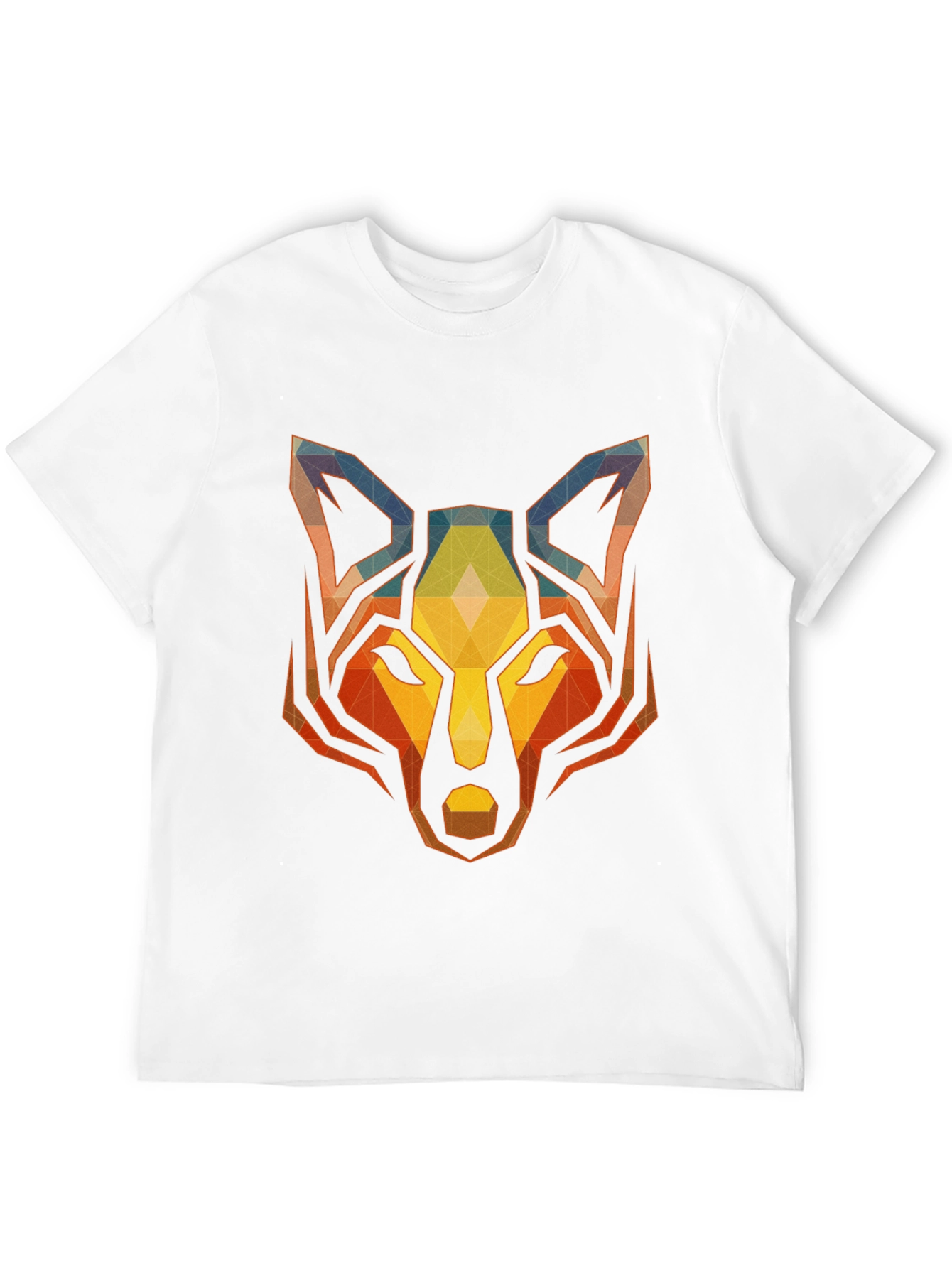 Geometric Wolf Graphic Tee - Stylish Mens Black T-Shirt