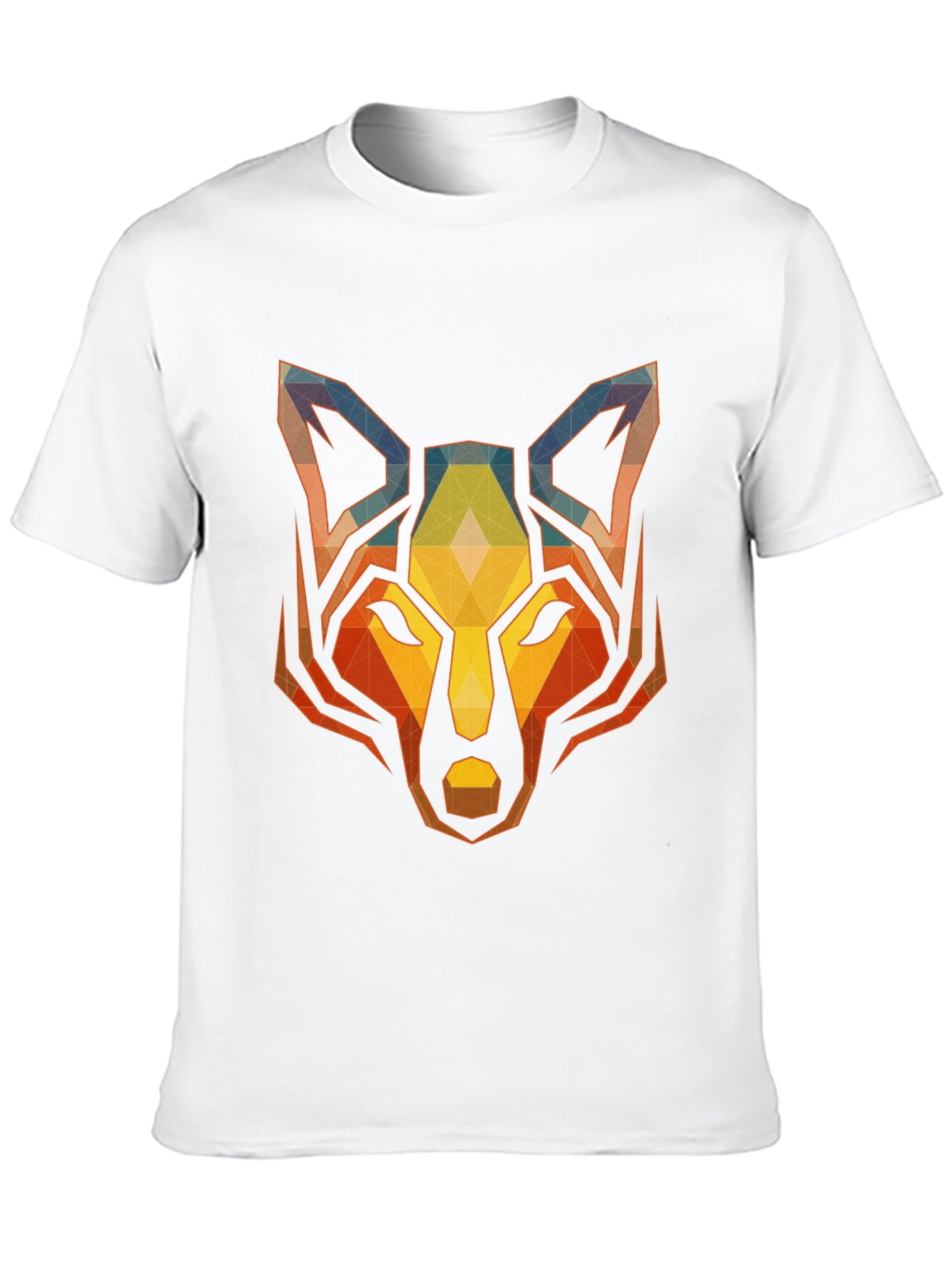 Geometric Wolf Graphic Tee - Stylish Mens Black T-Shirt