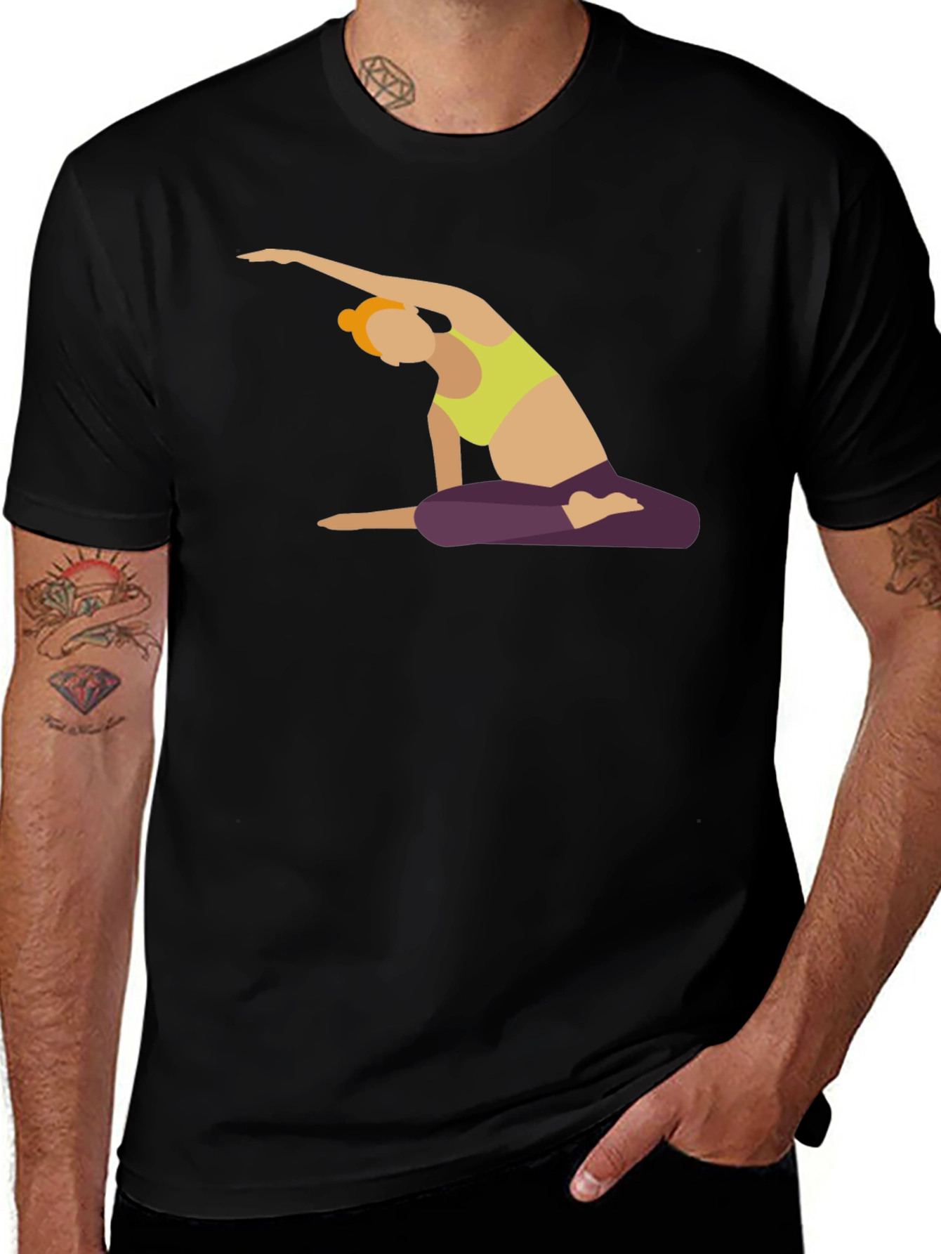 Yoga Pose Graphic Black T-Shirt