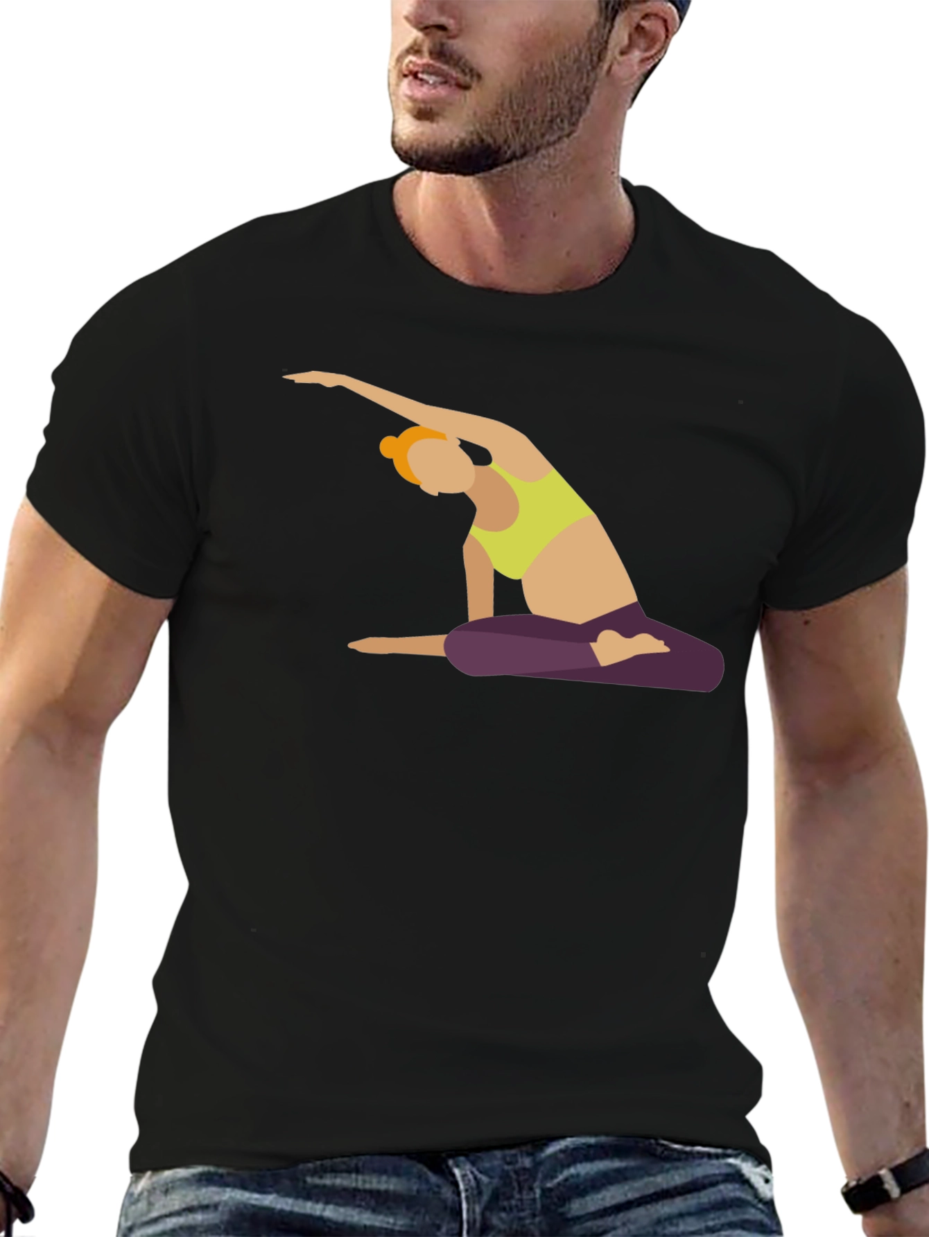 Yoga Pose Graphic Black T-Shirt