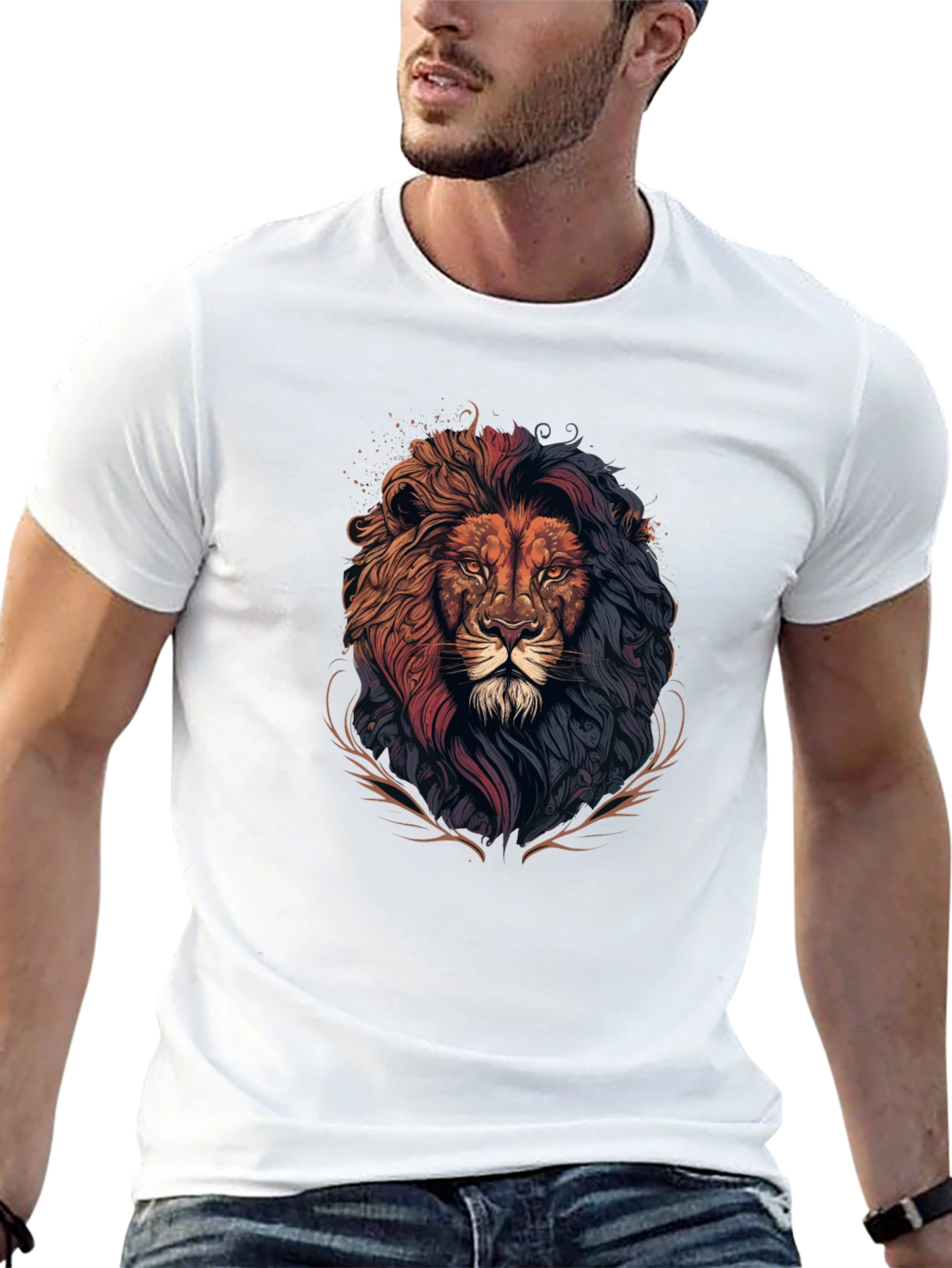 Lion Graphic Print Black T-Shirt
