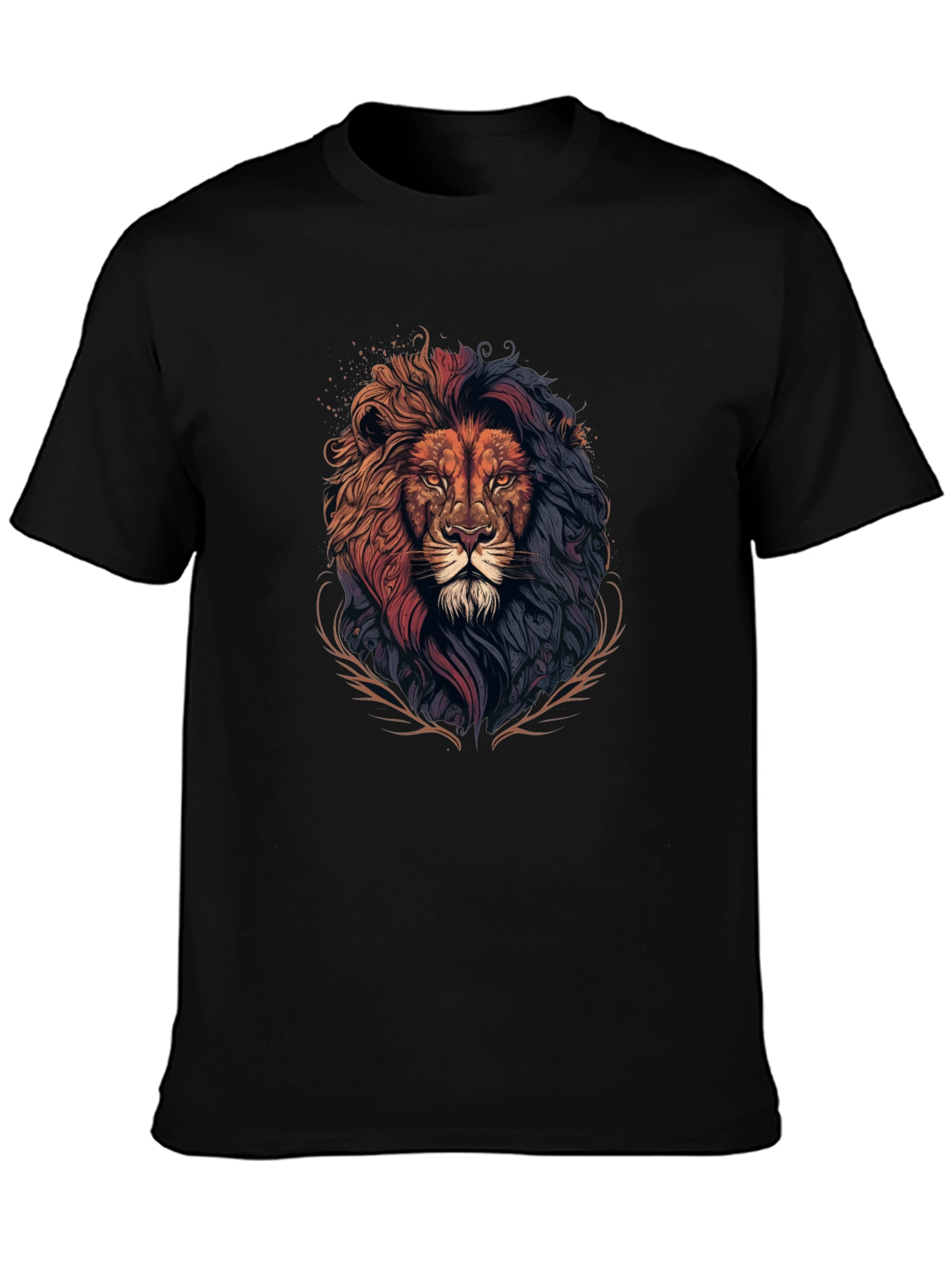 Lion Graphic Print Black T-Shirt