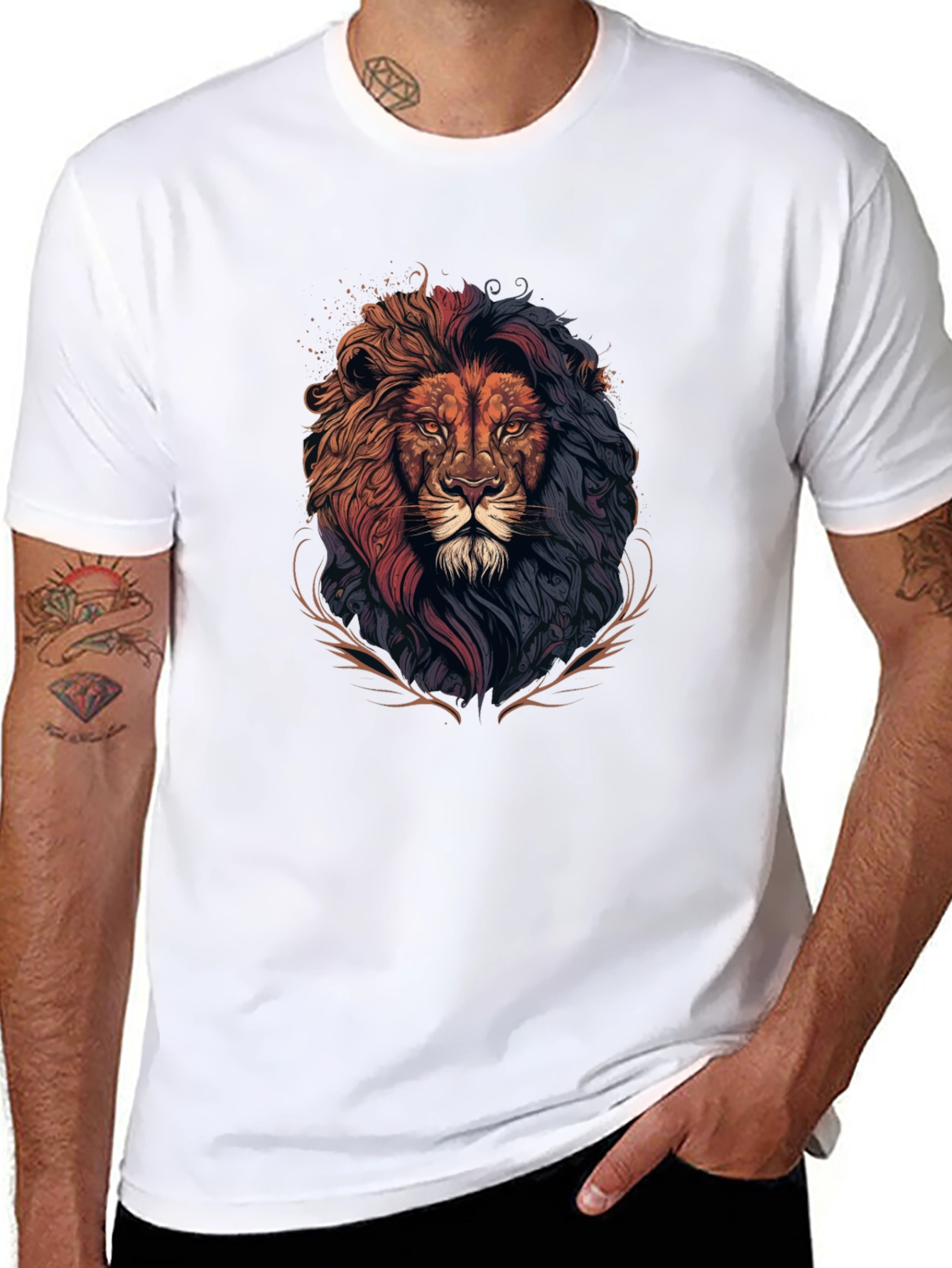 Lion Graphic Print Black T-Shirt