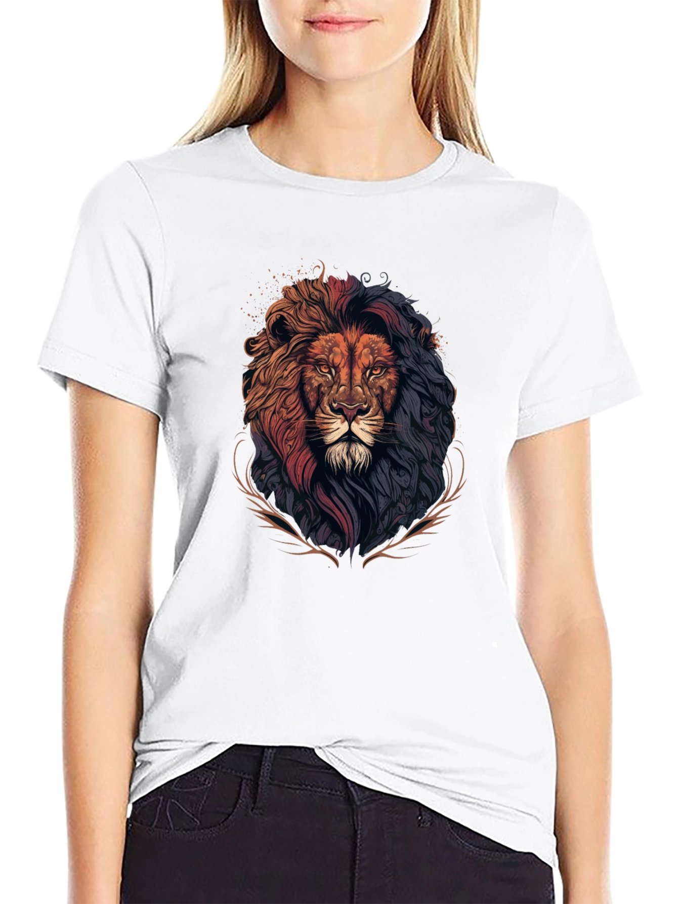Lion Graphic Print Black T-Shirt