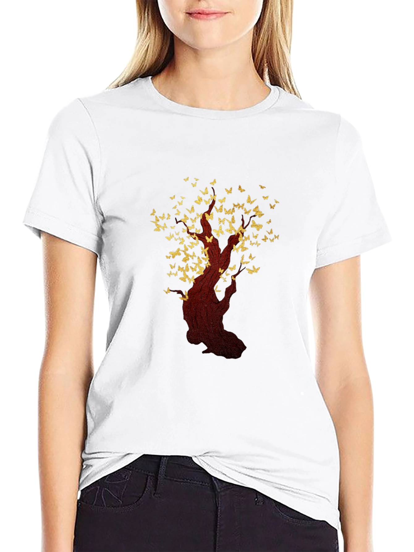 Butterfly Tree Graphic T-Shirt - Black