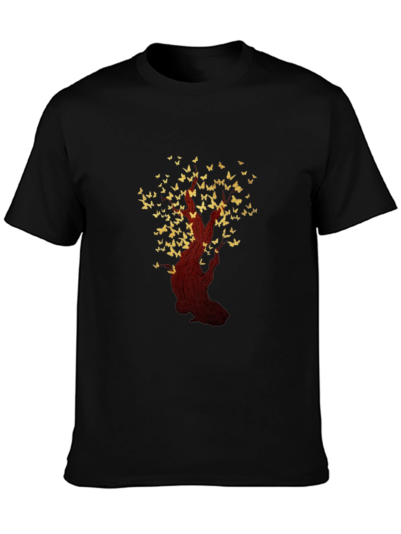 Butterfly Tree Graphic T-Shirt - Black