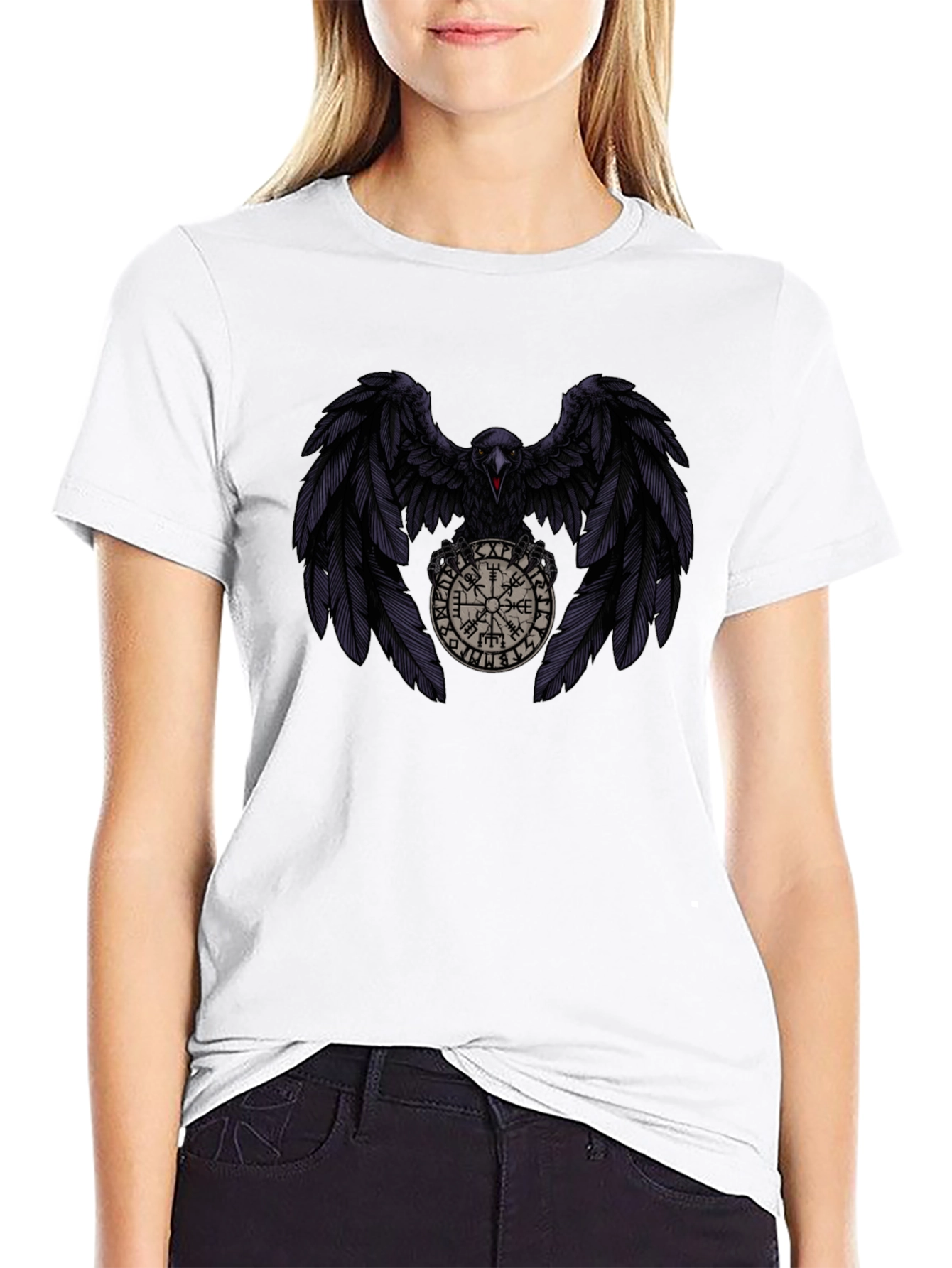 Raven & Vegvisir T-Shirt - Viking Compass Tee