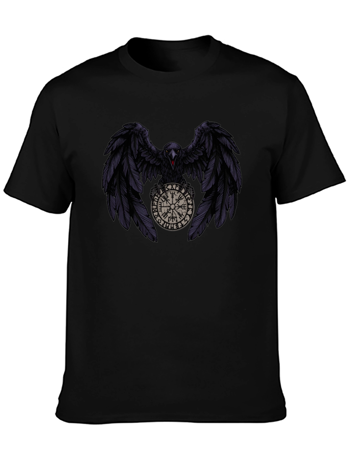 Raven & Vegvisir T-Shirt - Viking Compass Tee