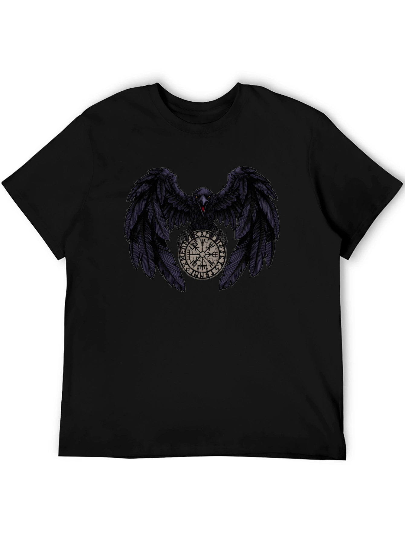Raven & Vegvisir T-Shirt - Viking Compass Tee
