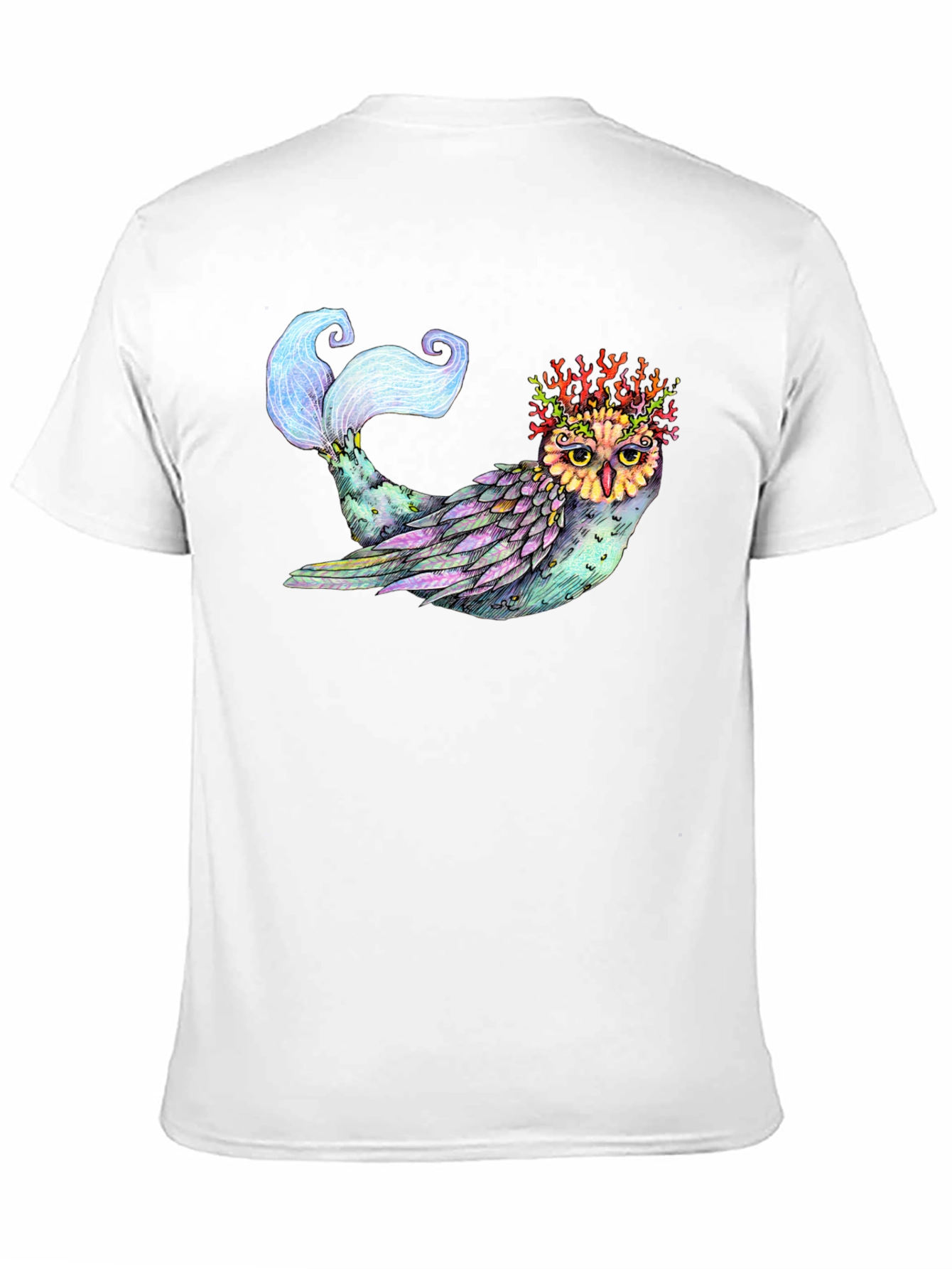 Mystical Owl Mermaid T-Shirt - Unique Fantasy Art