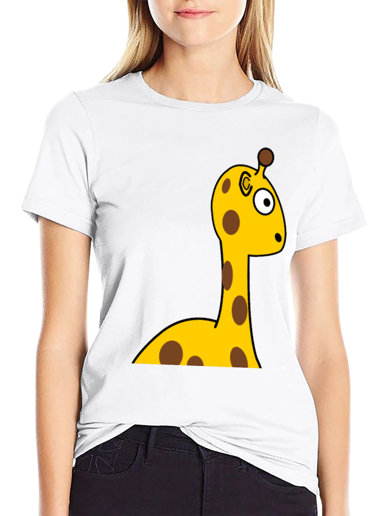 Funny Giraffe Cartoon Graphic Tee - Unisex Black T-Shirt