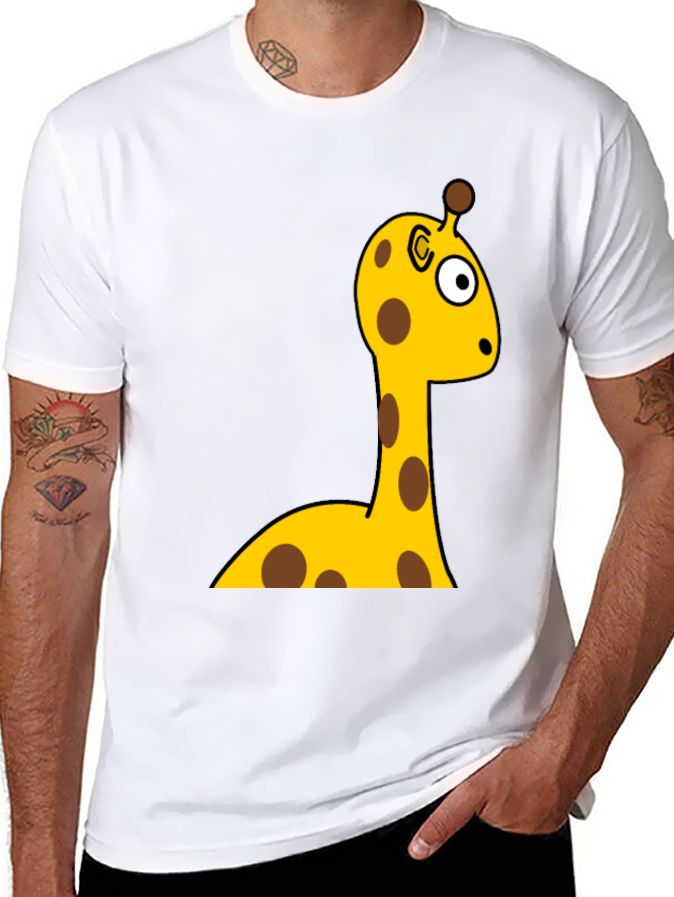 Funny Giraffe Cartoon Graphic Tee - Unisex Black T-Shirt