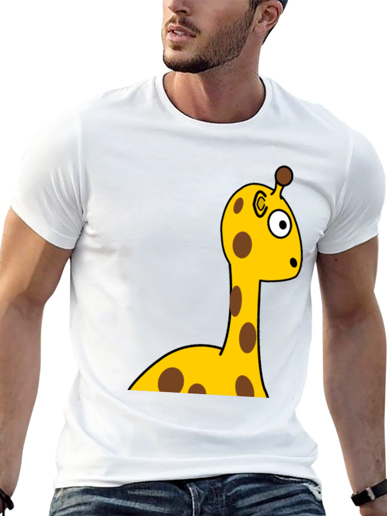 Funny Giraffe Cartoon Graphic Tee - Unisex Black T-Shirt