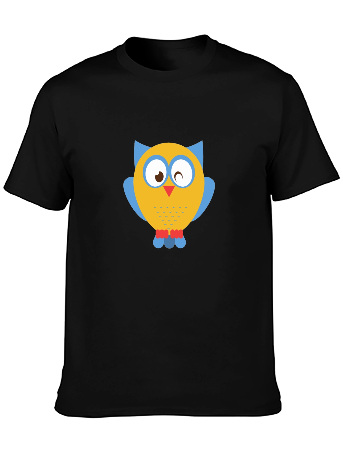 Owl Graphic Print Black T-Shirt