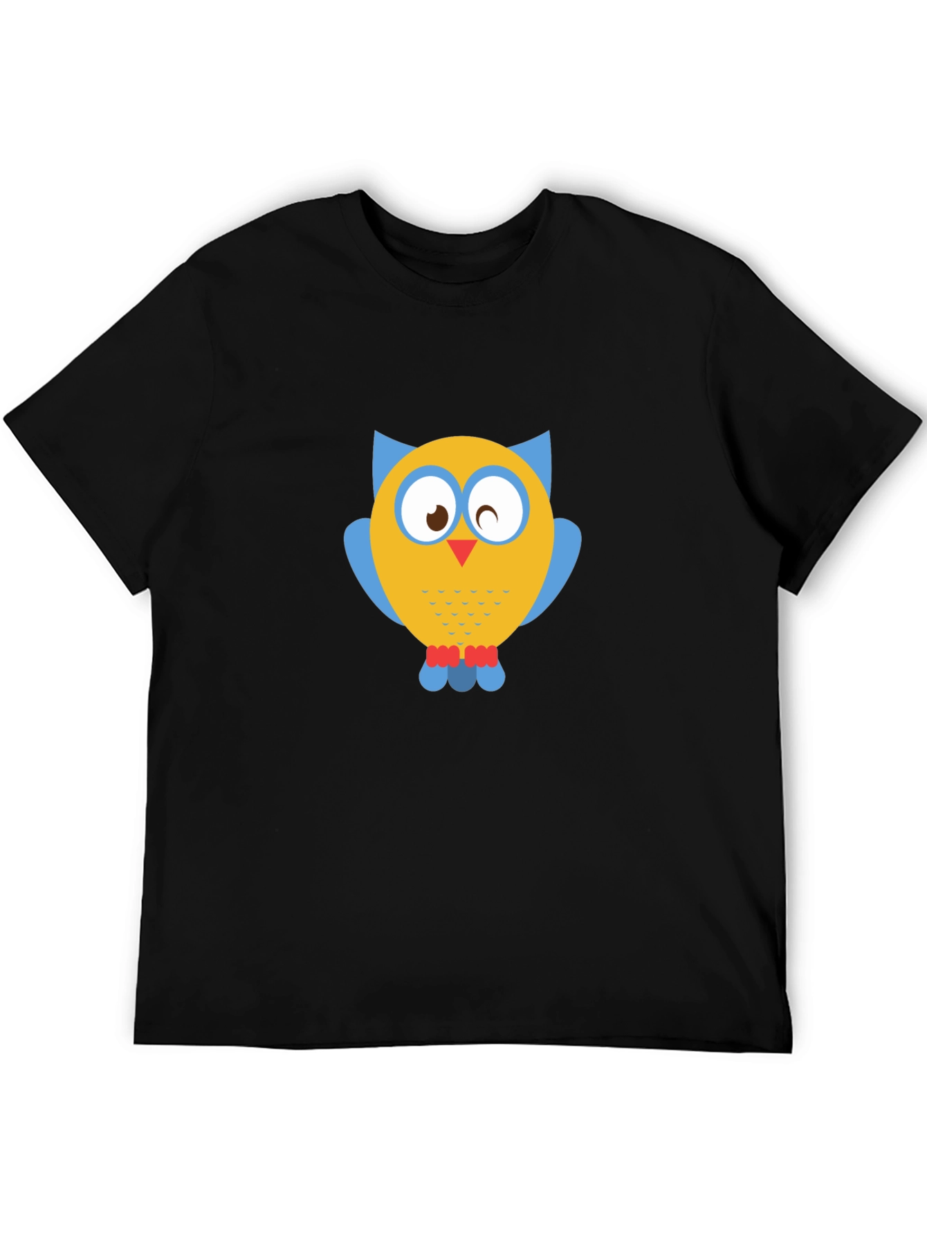Owl Graphic Print Black T-Shirt
