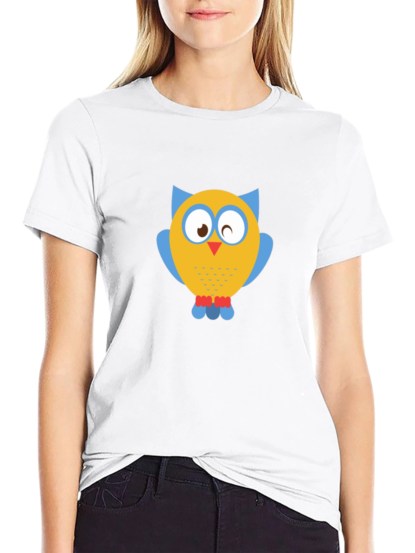 Owl Graphic Print Black T-Shirt