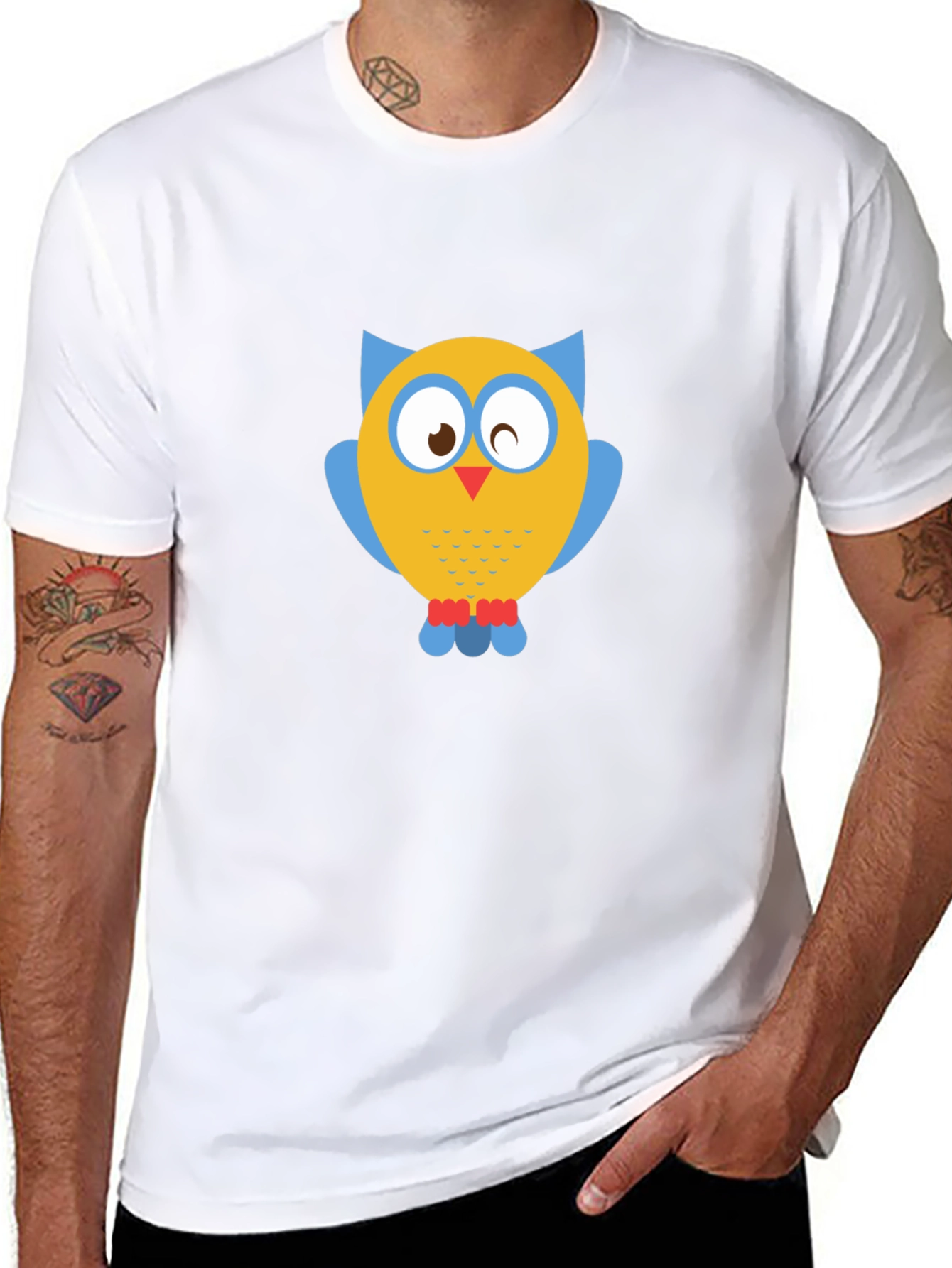Owl Graphic Print Black T-Shirt