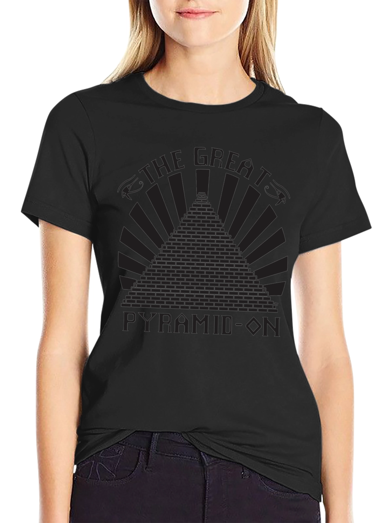 Great Pyramid-On Graphic T-Shirt - Black Cotton Tee