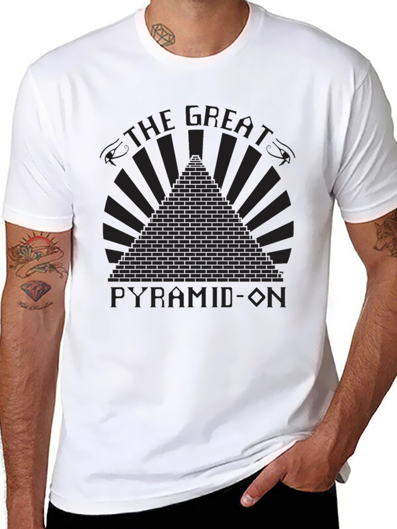 Great Pyramid-On Graphic T-Shirt - Black Cotton Tee