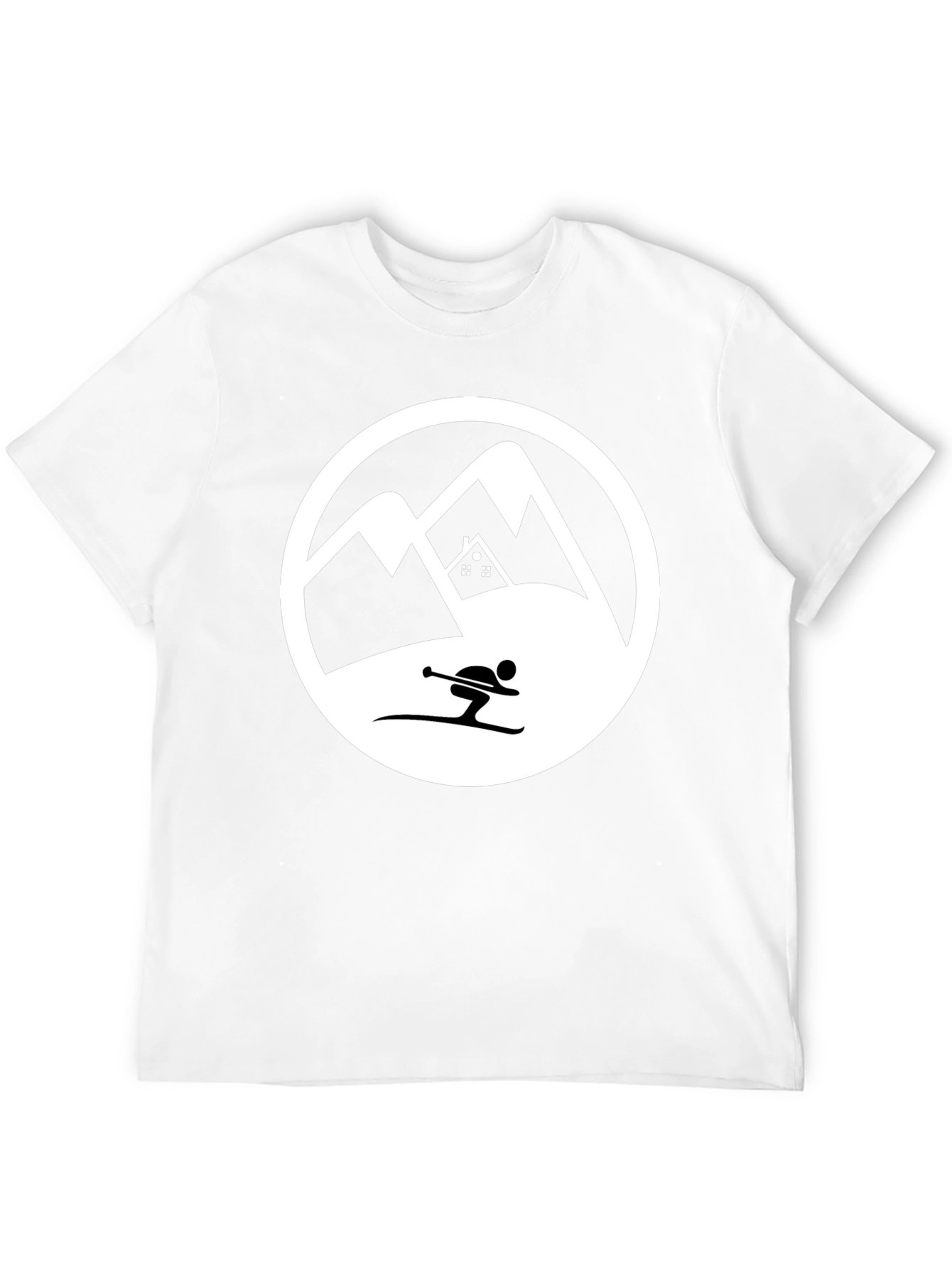 Mountain Skiing Graphic Tee - Black Cotton T-Shirt