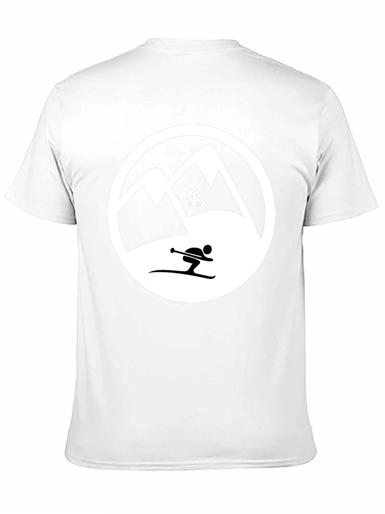 Mountain Skiing Graphic Tee - Black Cotton T-Shirt