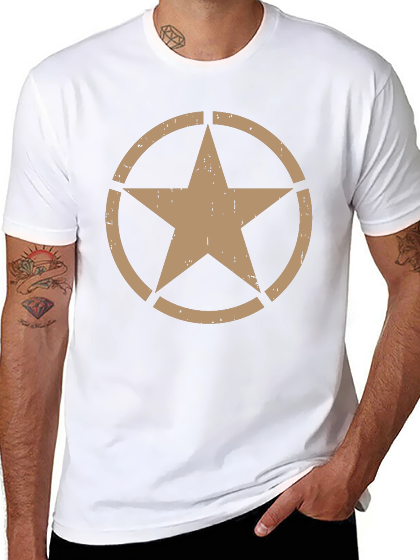 Distressed Star Graphic Black T-Shirt