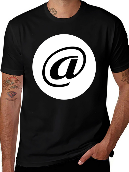 Stylish Black Tee with White At Symbol Design