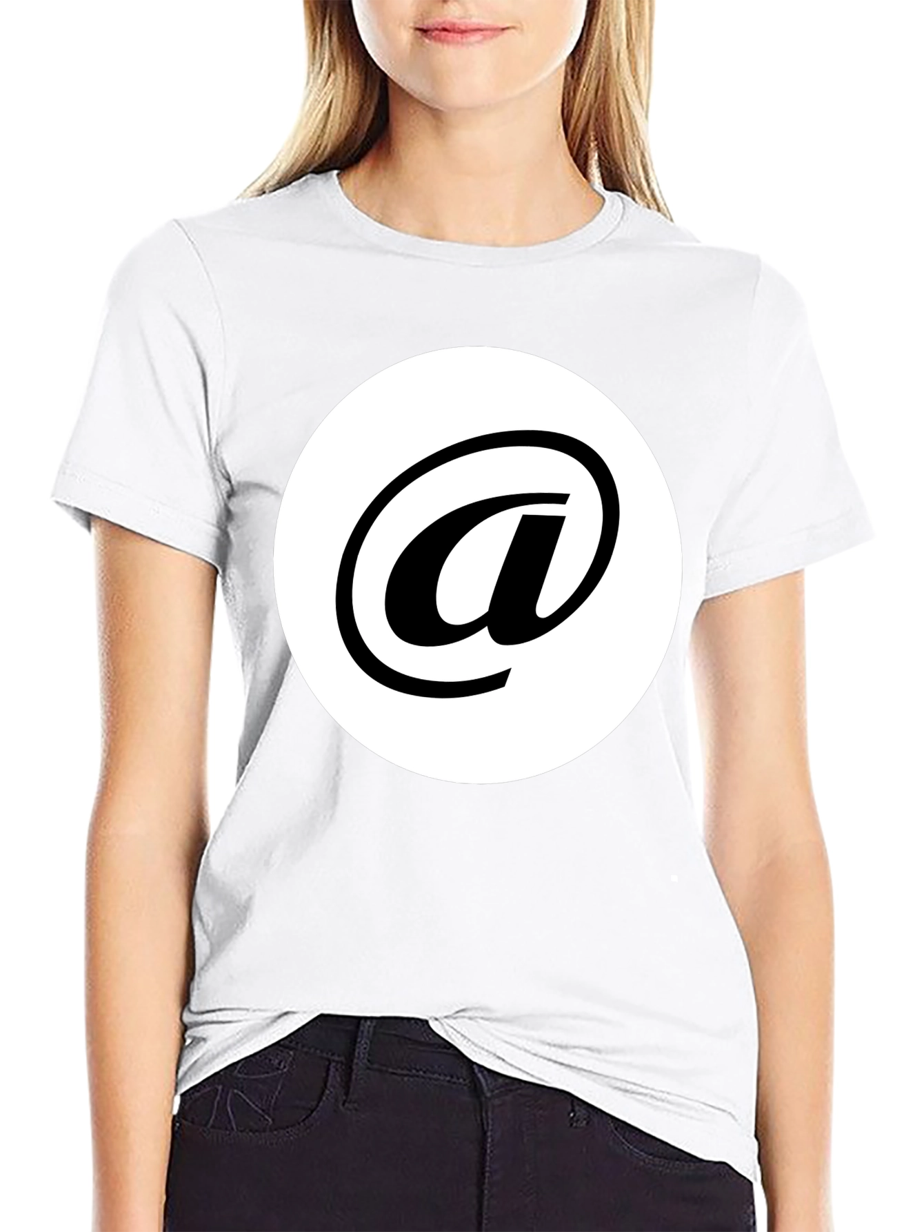 Stylish Black Tee with White At Symbol Design