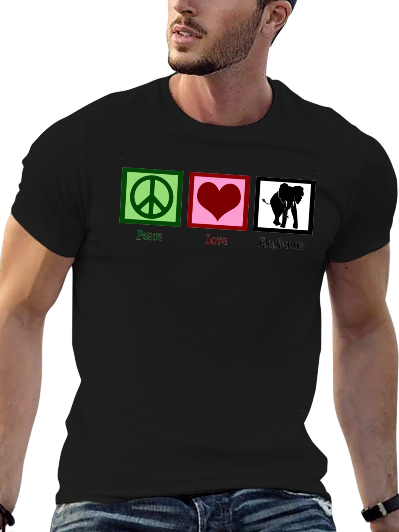 Peace Love Elephants Graphic T-Shirt