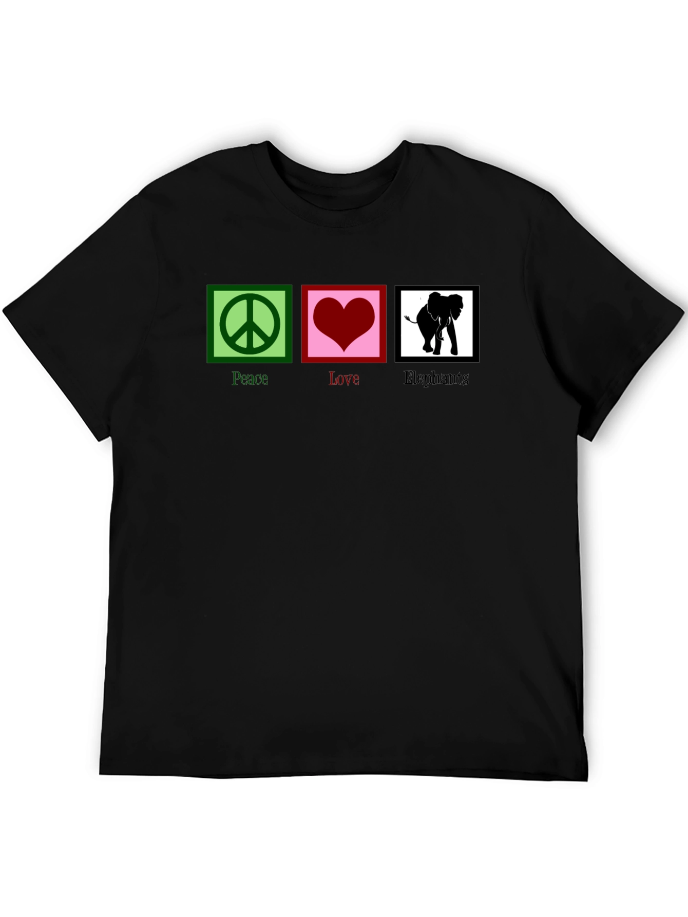 Peace Love Elephants Graphic T-Shirt