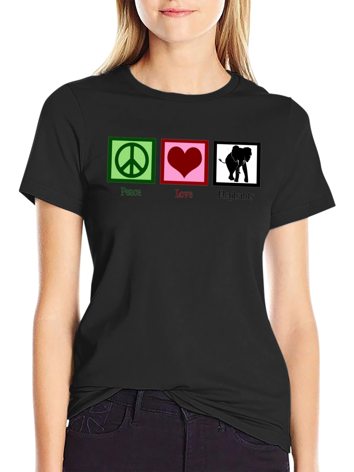 Peace Love Elephants Graphic T-Shirt
