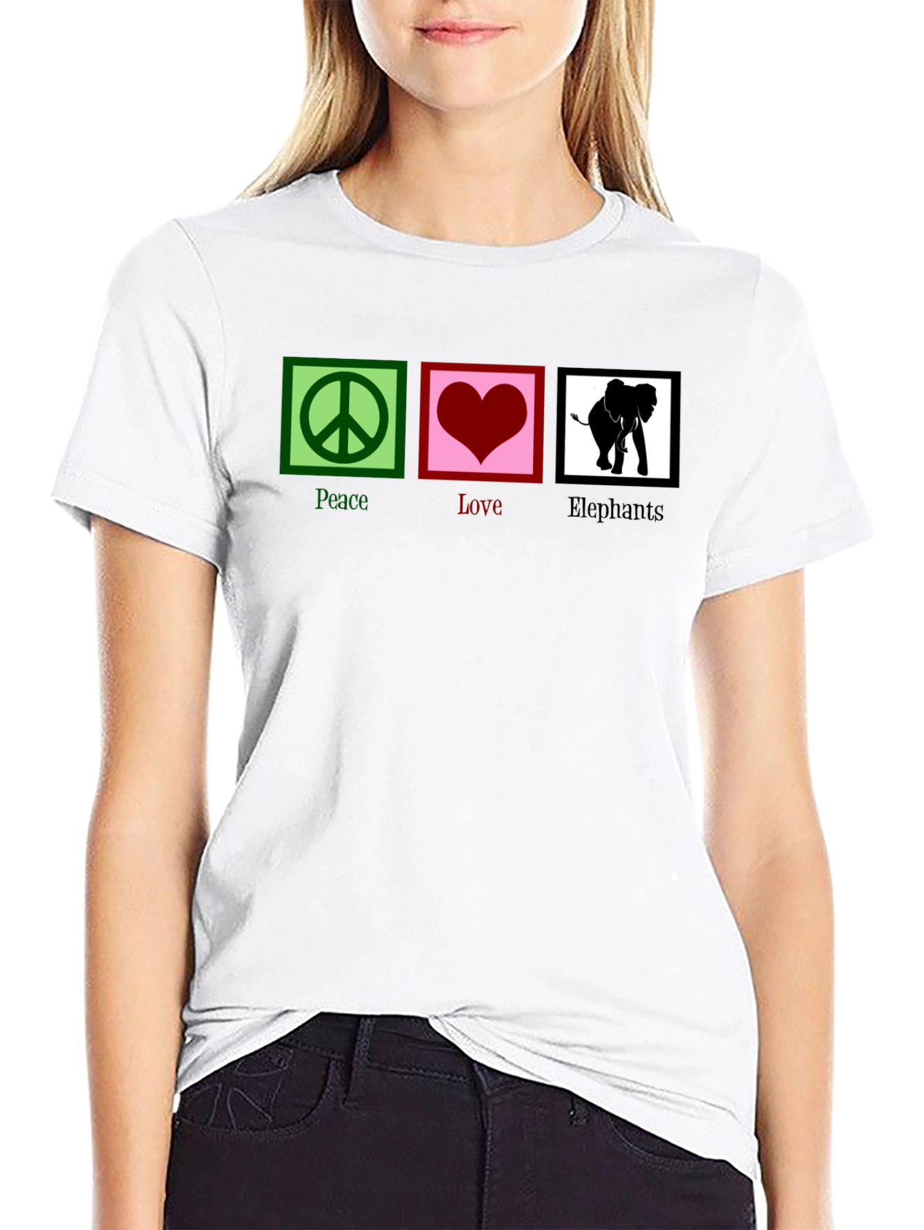 Peace Love Elephants Graphic T-Shirt