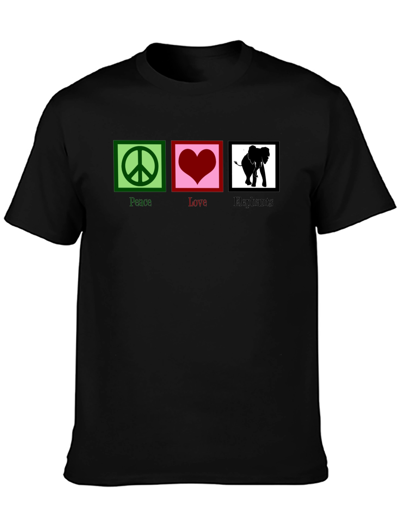 Peace Love Elephants Graphic T-Shirt