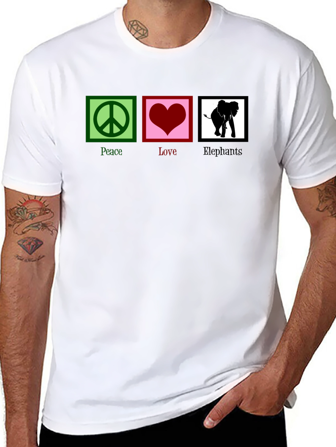 Peace Love Elephants Graphic T-Shirt